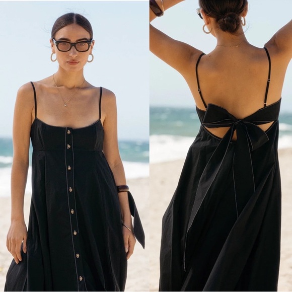 Ciao Lucia Dresses & Skirts - Ciao Lucia Deia Black Cotton Tie Back Midi Dress